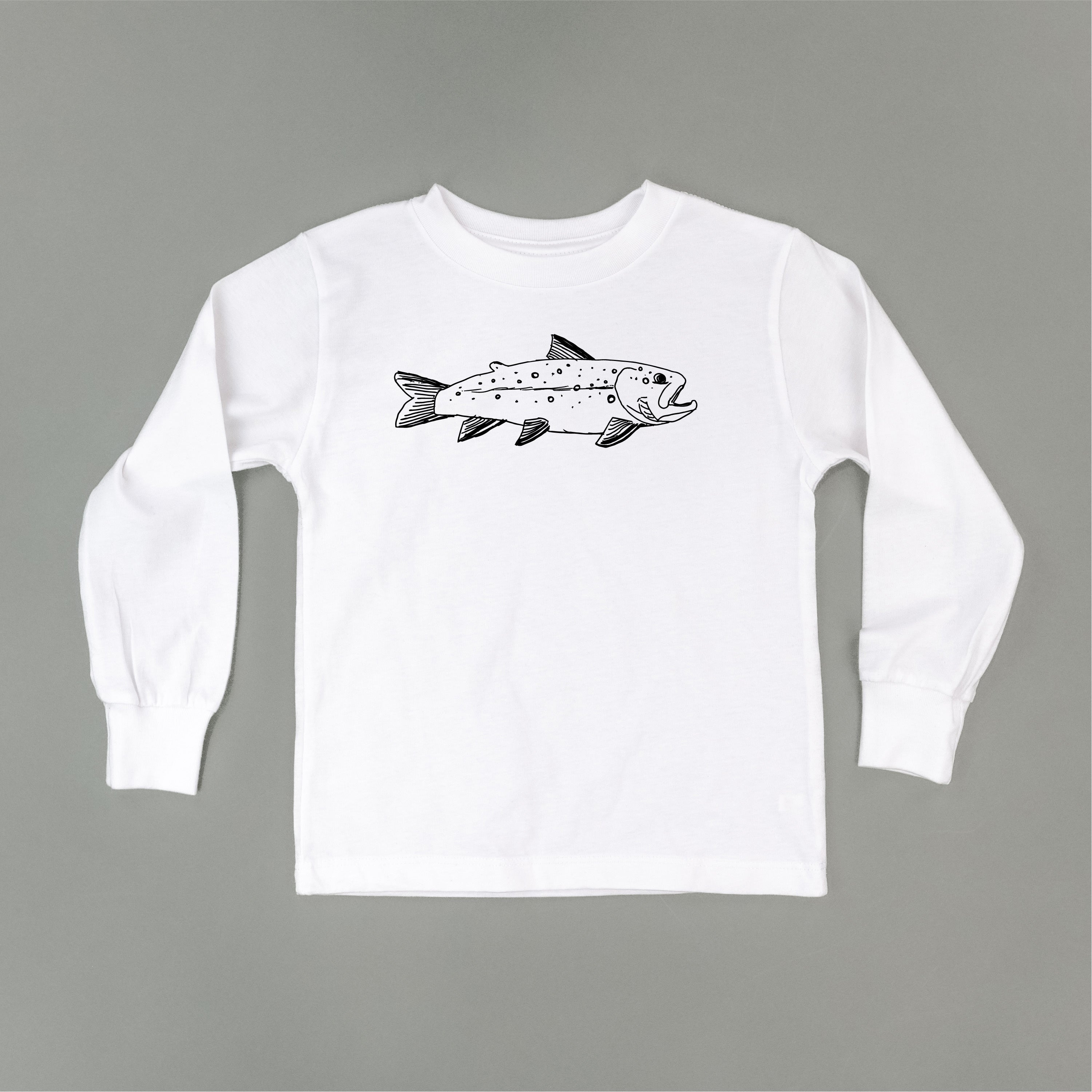 Hand Drawn Brook Trout - Child LONG SLEEVE Tee Little Mama Shirt Shop