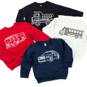 Trucks N' Things Minimalist Design - (Choose Your Vehicle) - Child Sweater Little Mama Shirt Shop