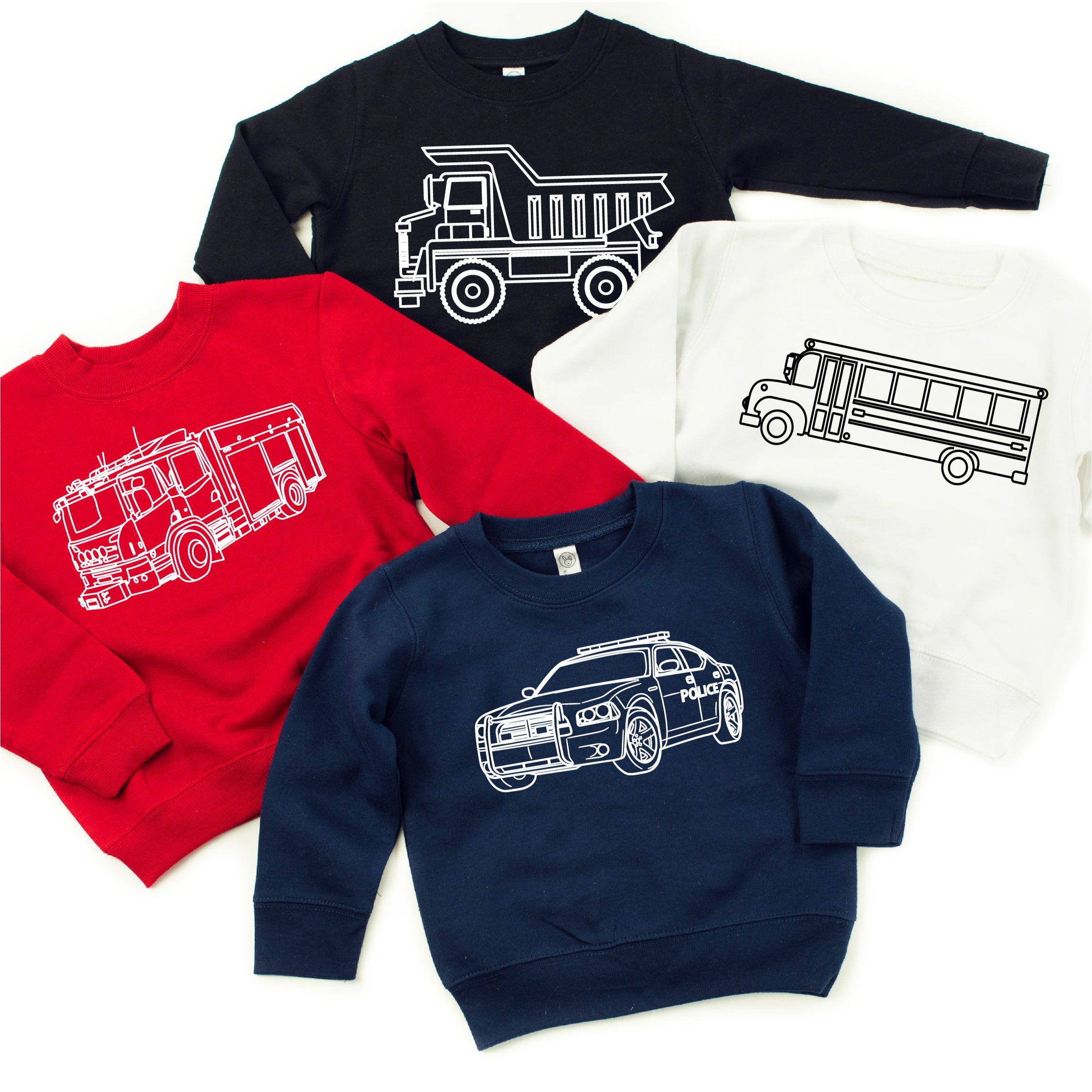 Trucks N' Things Minimalist Design - (Choose Your Vehicle) - Child Sweater Little Mama Shirt Shop