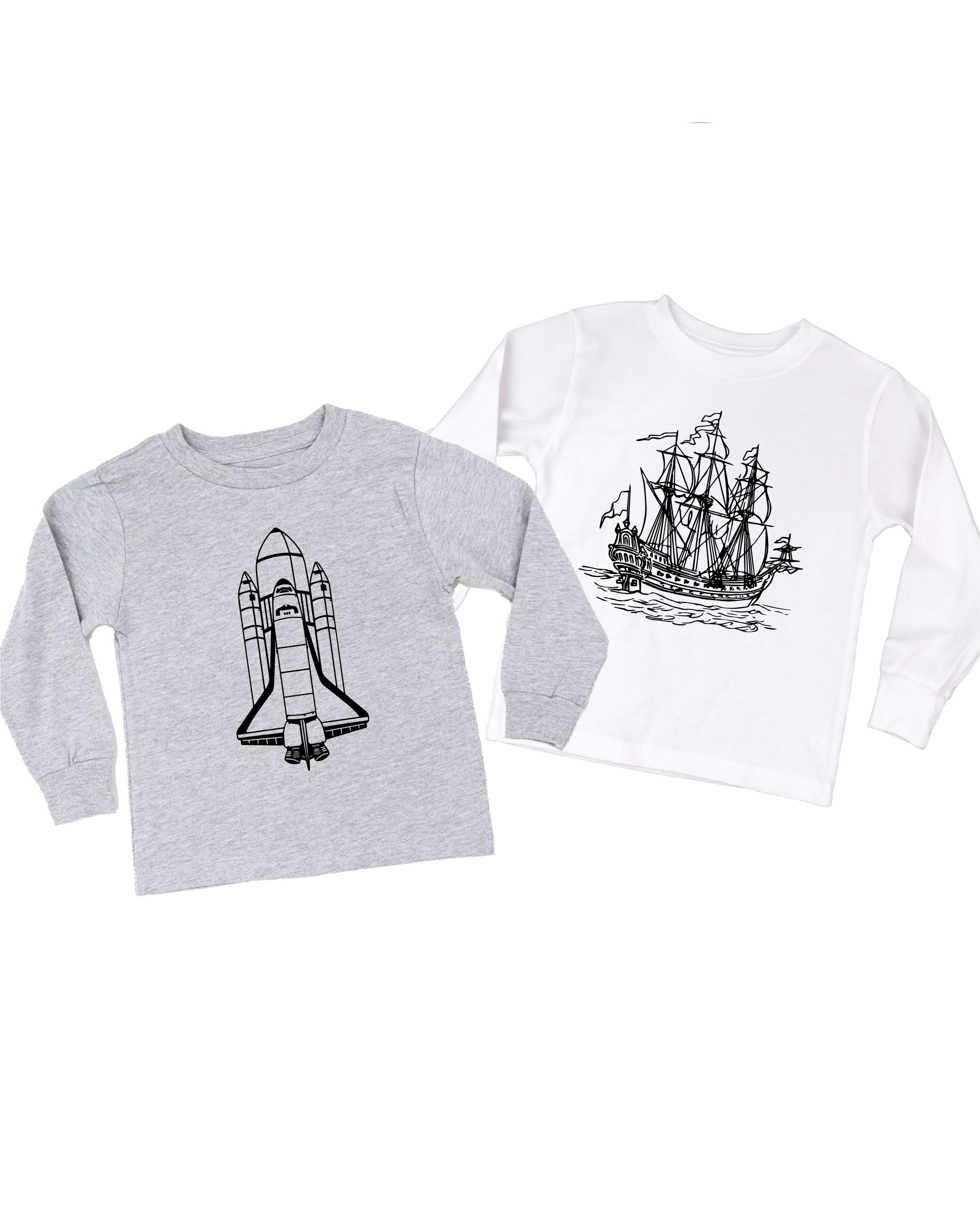 Trucks N' Things Minimalist Design - (Choose Your Vehicle) - Child Long Sleeve Tee Little Mama Shirt Shop