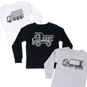 Trucks N' Things Minimalist Design - (Choose Your Vehicle) - Child Long Sleeve Tee Little Mama Shirt Shop