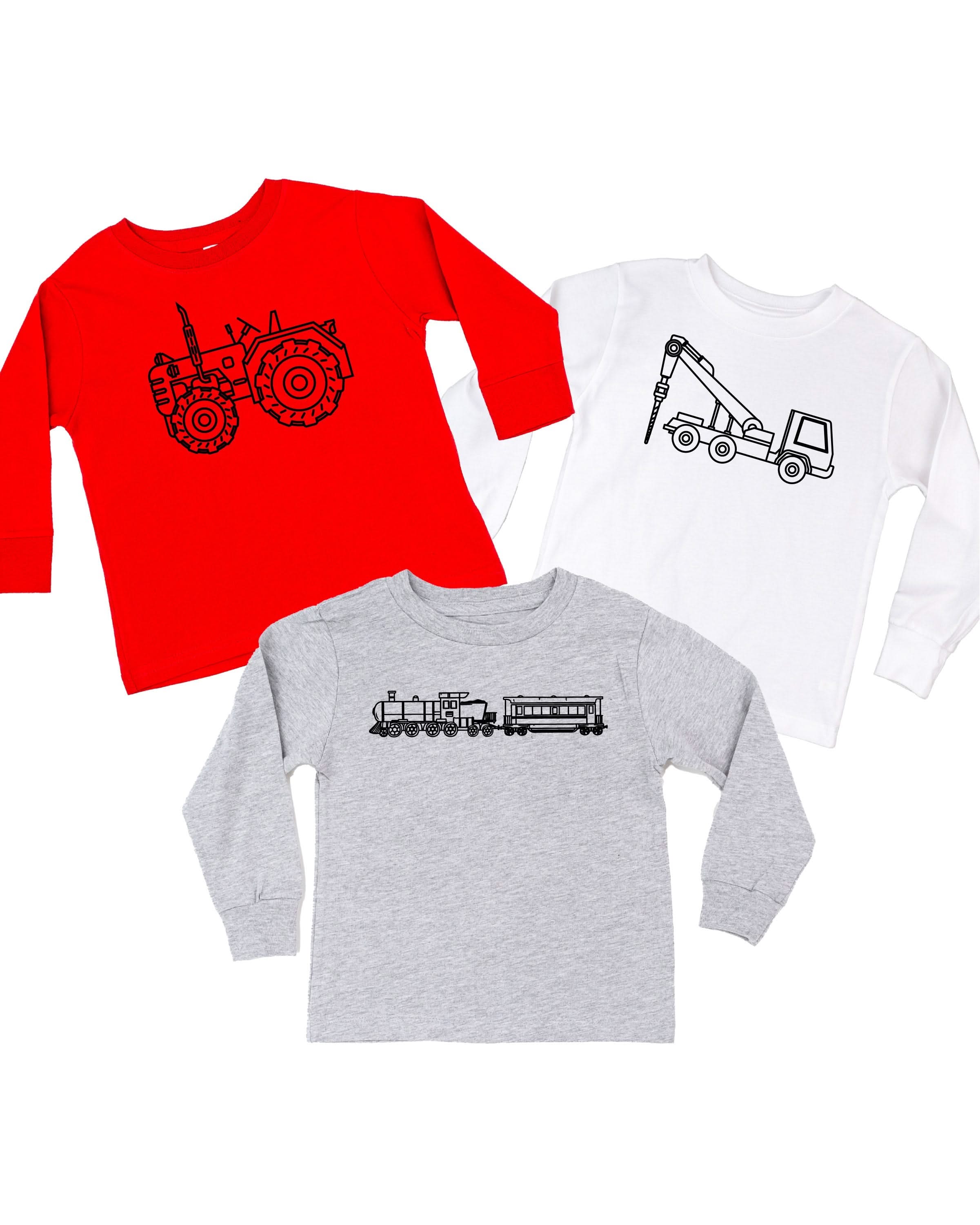 Trucks N' Things Minimalist Design - (Choose Your Vehicle) - Child Long Sleeve Tee Little Mama Shirt Shop