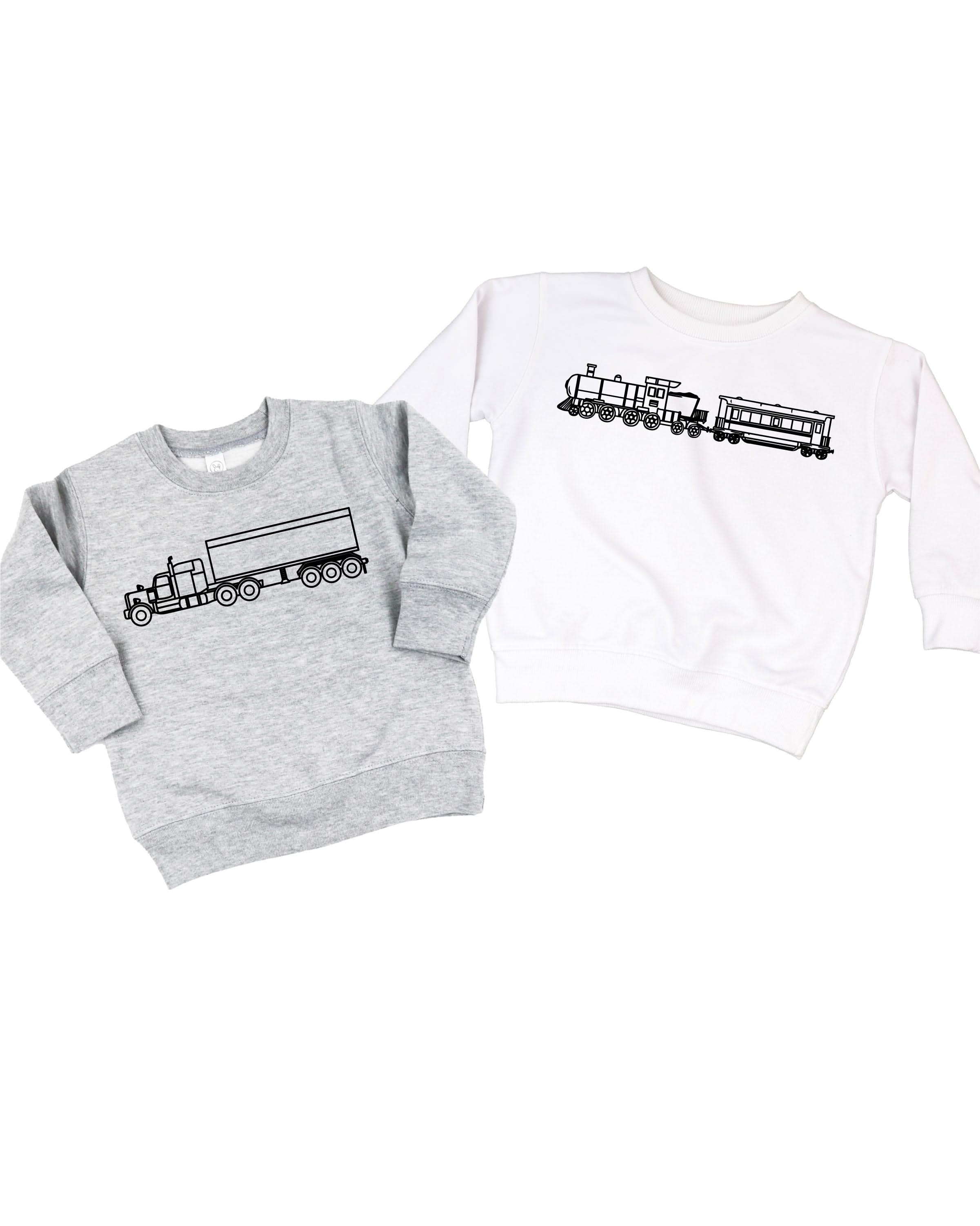 Trucks N' Things Minimalist Design - (Choose Your Vehicle) - Child Sweater Little Mama Shirt Shop