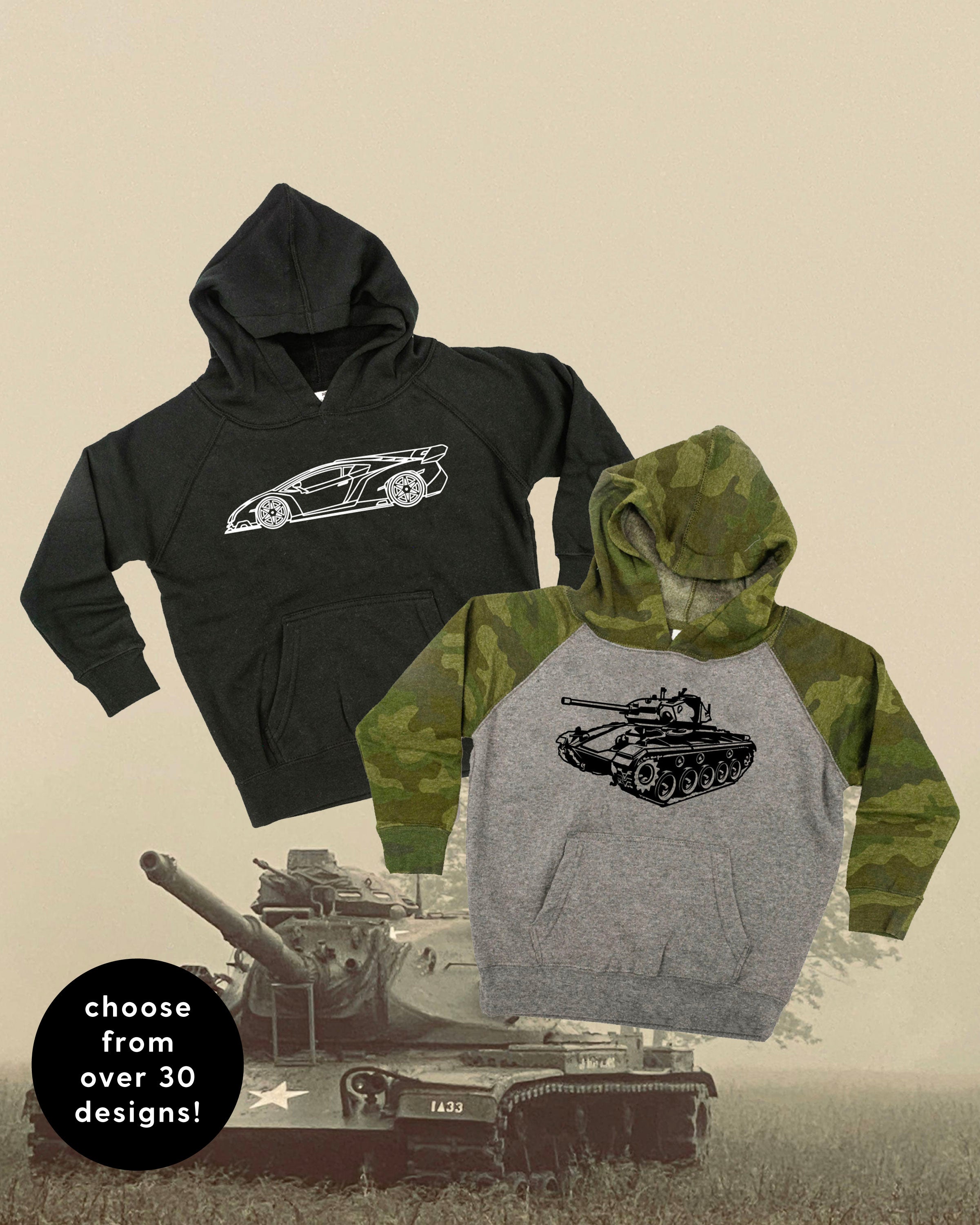 Trucks N' Things Minimalist Design - (Choose Your Vehicle) - Child Hoodie Little Mama Shirt Shop LLC