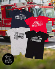 Trucks N' Things Minimalist Design - (Choose Your Vehicle) - Shorts Romper Little Mama Shirt Shop