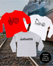 Trucks N' Things Minimalist Design - (Choose Your Vehicle) - Child Long Sleeve Tee Little Mama Shirt Shop