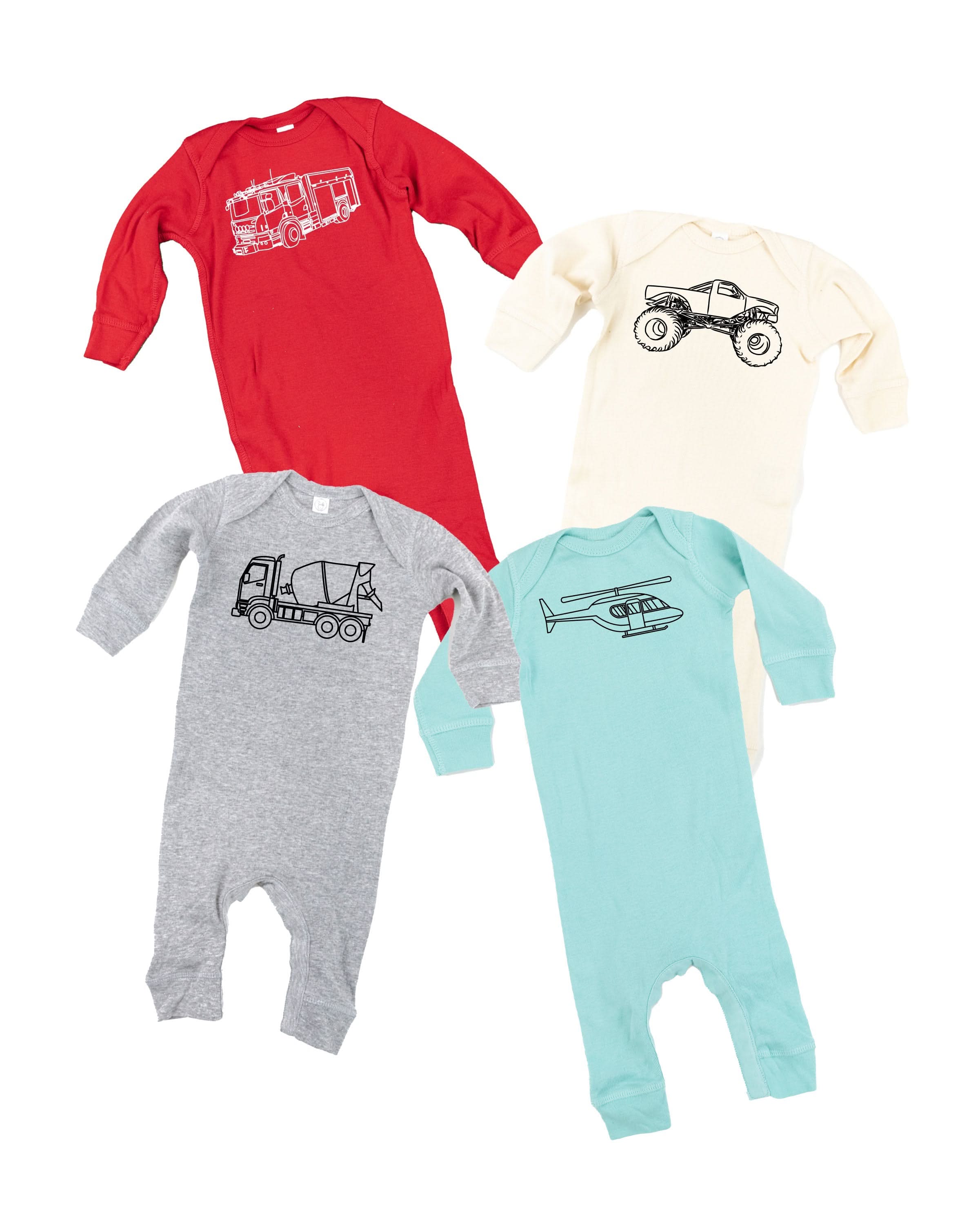Trucks N' Things Minimalist Design - (Choose Your Vehicle) - Baby Sleeper Little Mama Shirt Shop