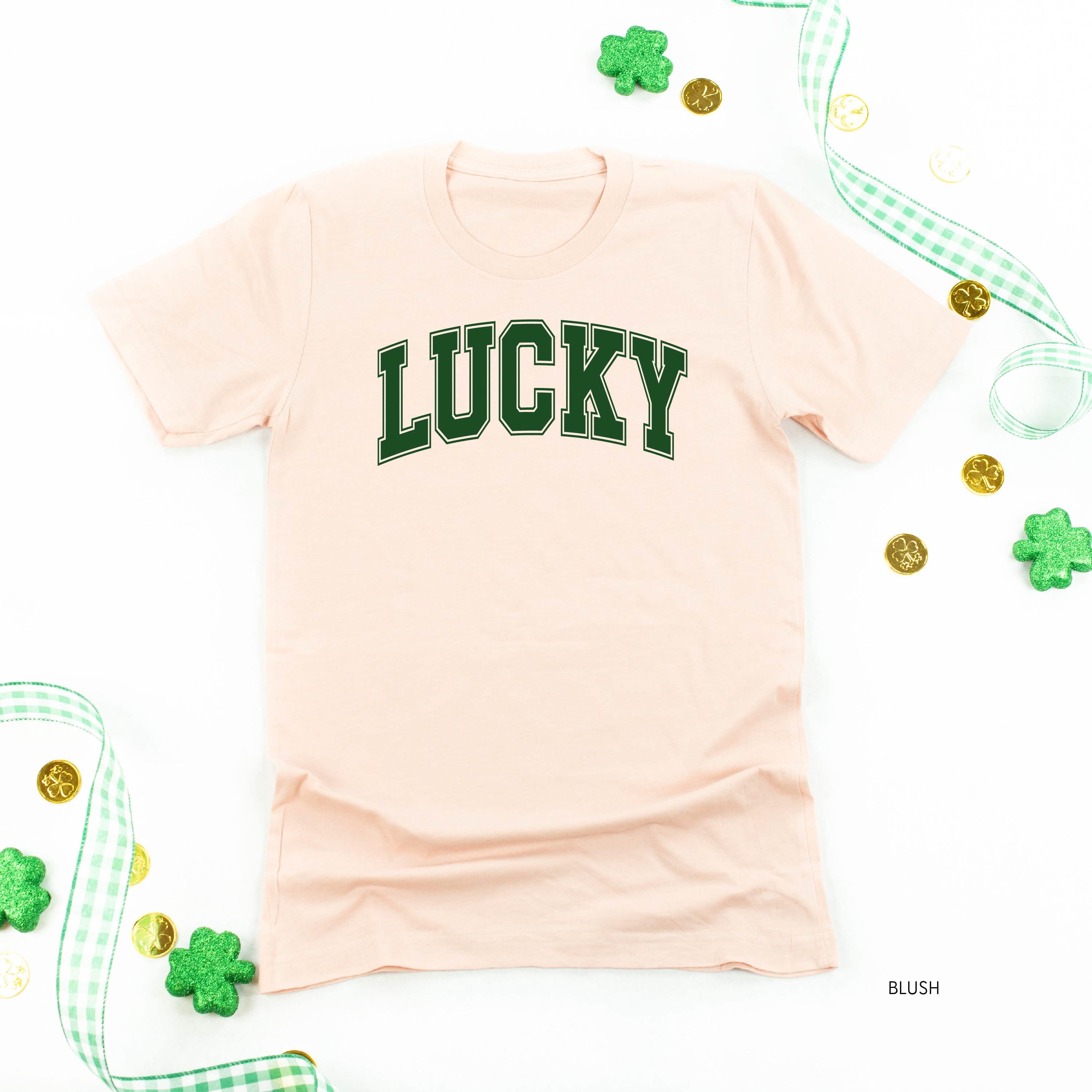 Lucky - Varsity Outline - Unisex Tee Little Mama Shirt Shop