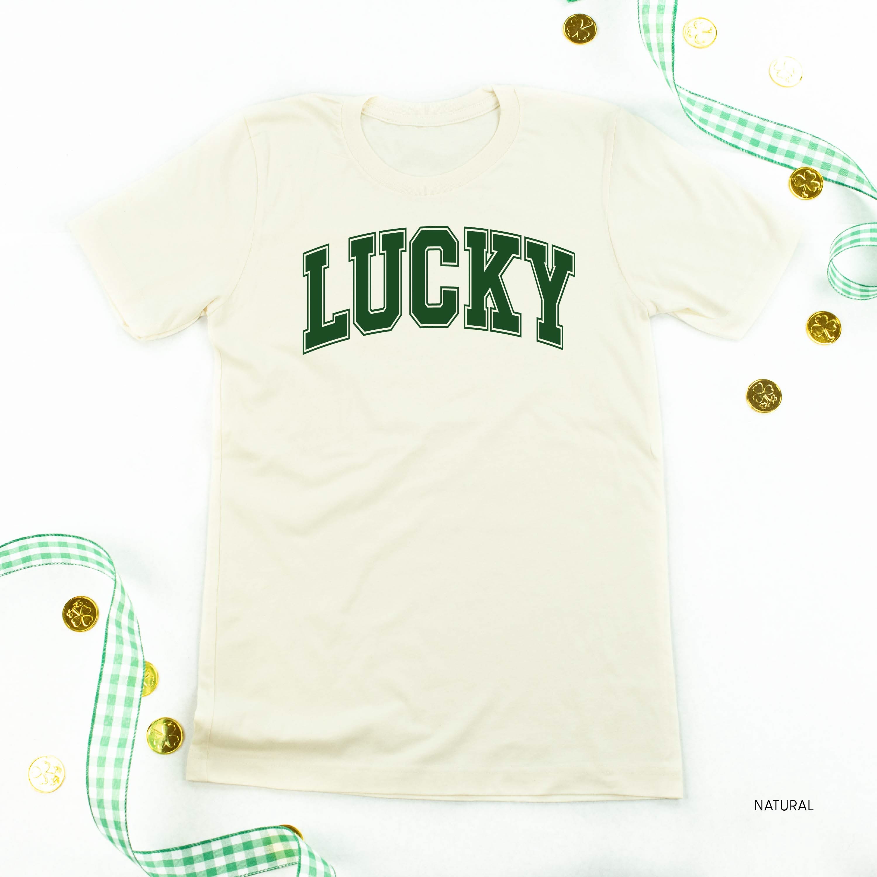 Lucky - Varsity Outline - Unisex Tee Little Mama Shirt Shop