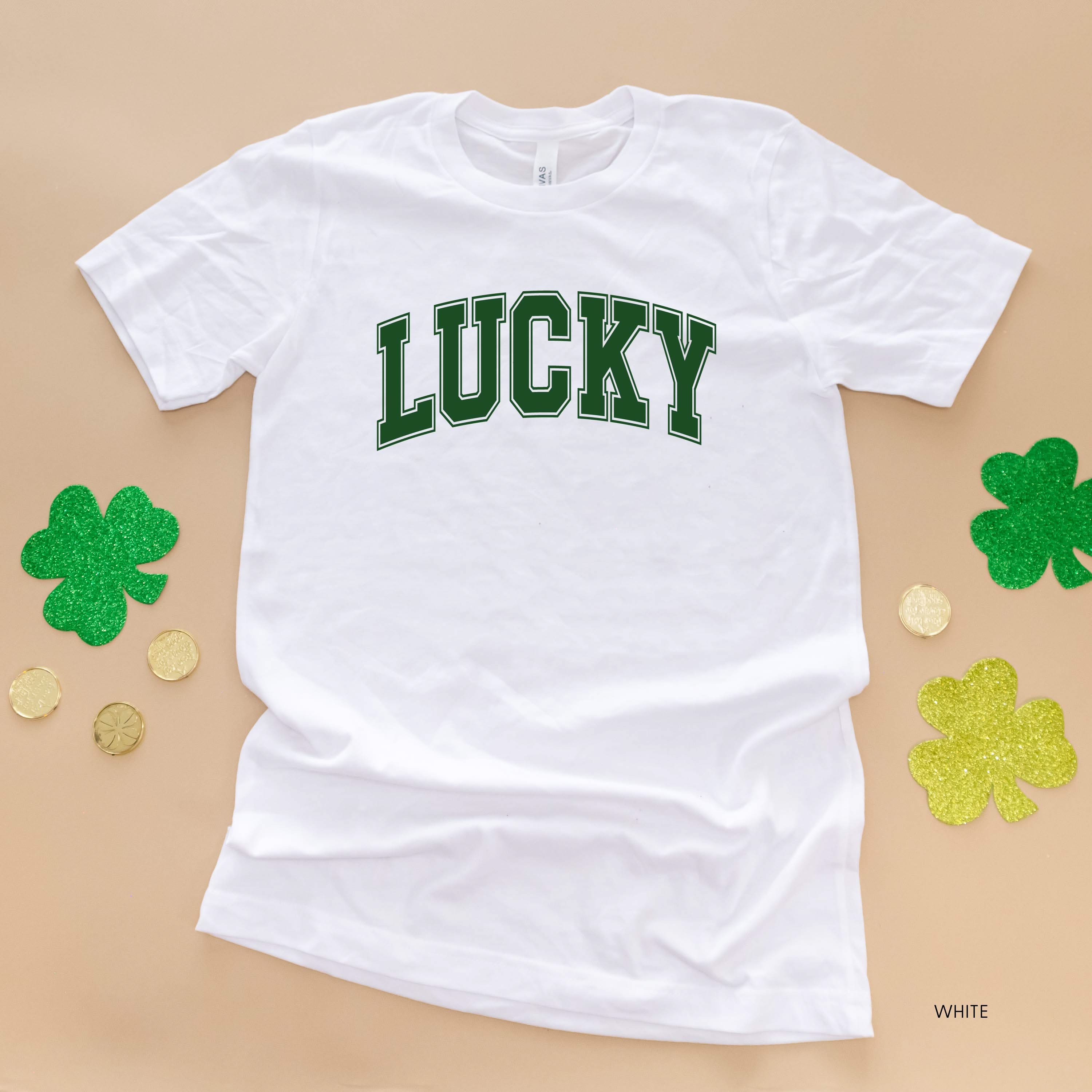 Lucky - Varsity Outline - Unisex Tee Little Mama Shirt Shop