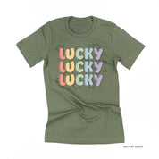 Bubble Letters & Stars Lucky x3 - Unisex Tee Little Mama Shirt Shop