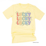 Bubble Letters & Stars Lucky x3 - Unisex Tee Little Mama Shirt Shop