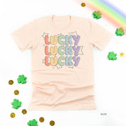Bubble Letters & Stars Lucky x3 - Unisex Tee Little Mama Shirt Shop