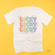 Bubble Letters & Stars Lucky x3 - Unisex Tee Little Mama Shirt Shop