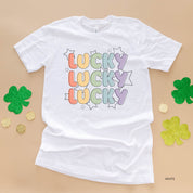 Bubble Letters & Stars Lucky x3 - Unisex Tee Little Mama Shirt Shop