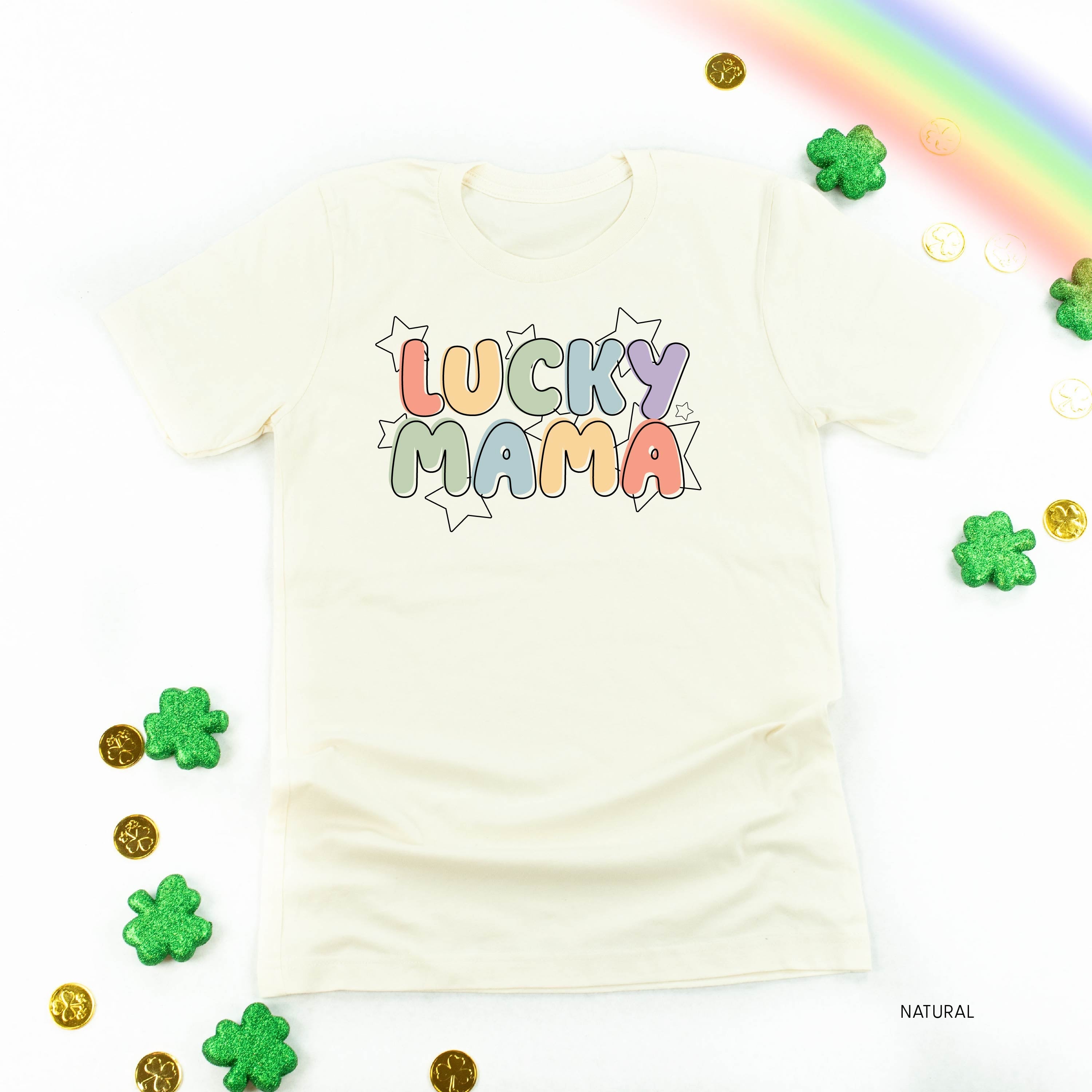 Bubble Letters & Stars Lucky Mama - Unisex Tee Little Mama Shirt Shop