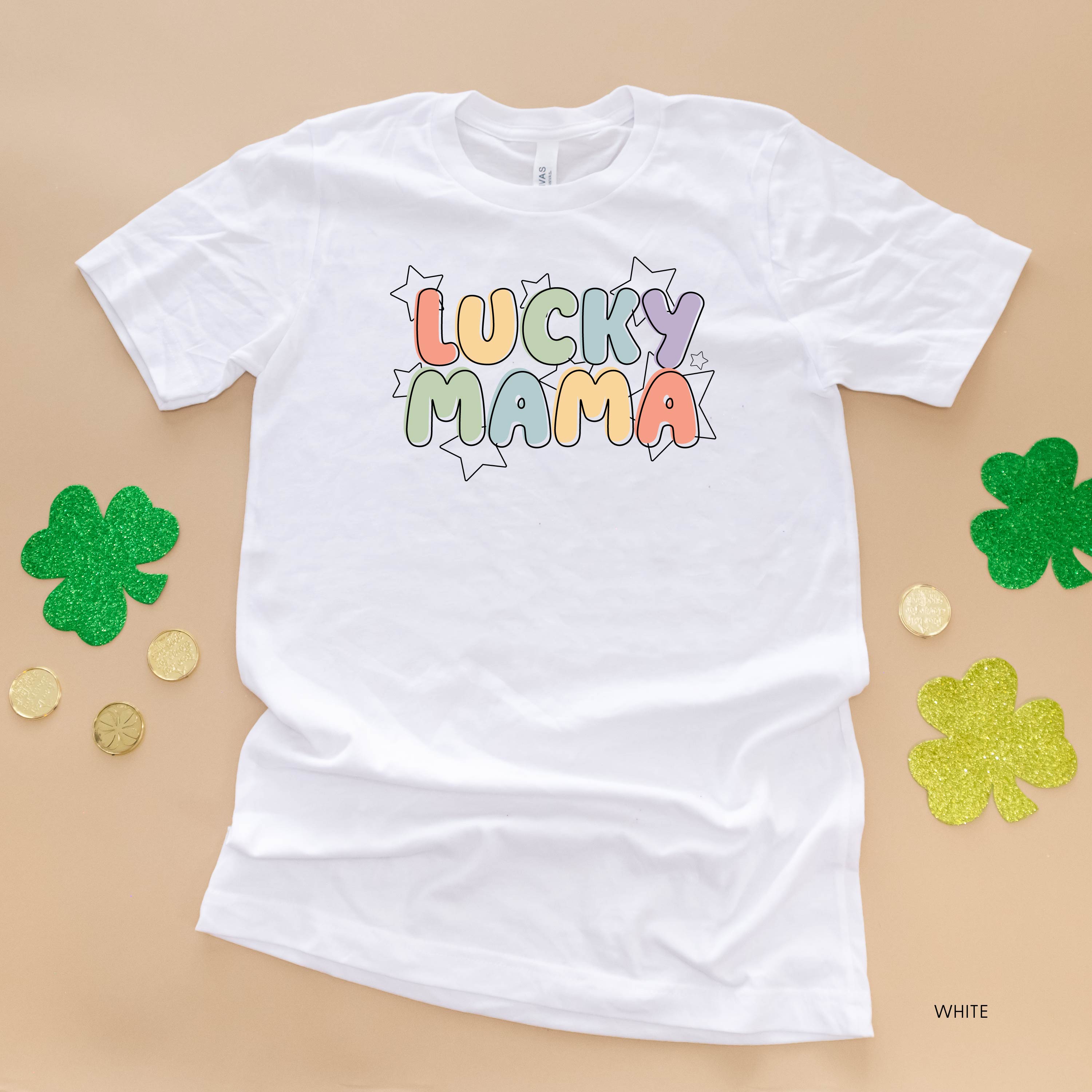 Bubble Letters & Stars Lucky Mama - Unisex Tee Little Mama Shirt Shop