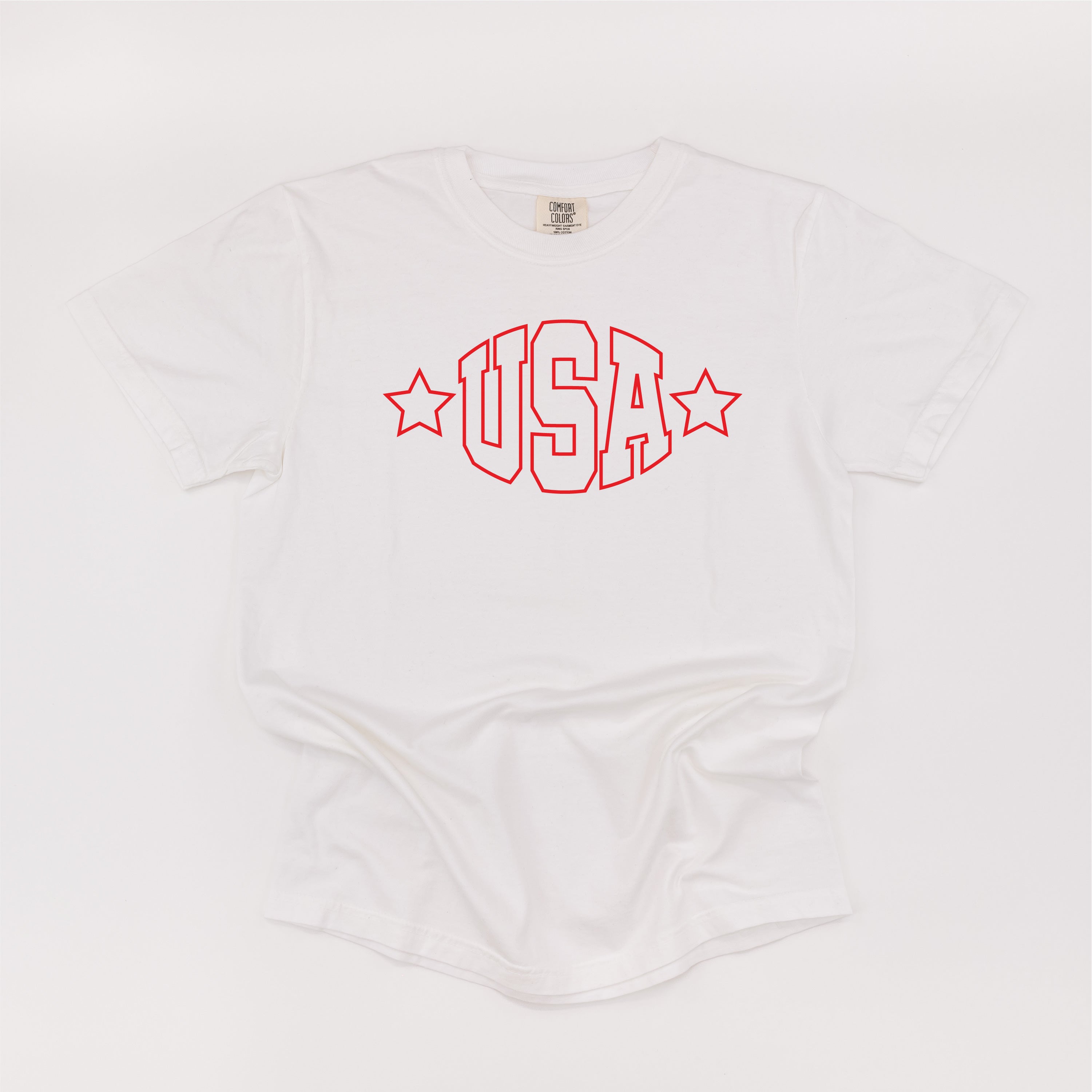 USA - Hollow Font - Comfort Colors Tee Little Mama Shirt Shop