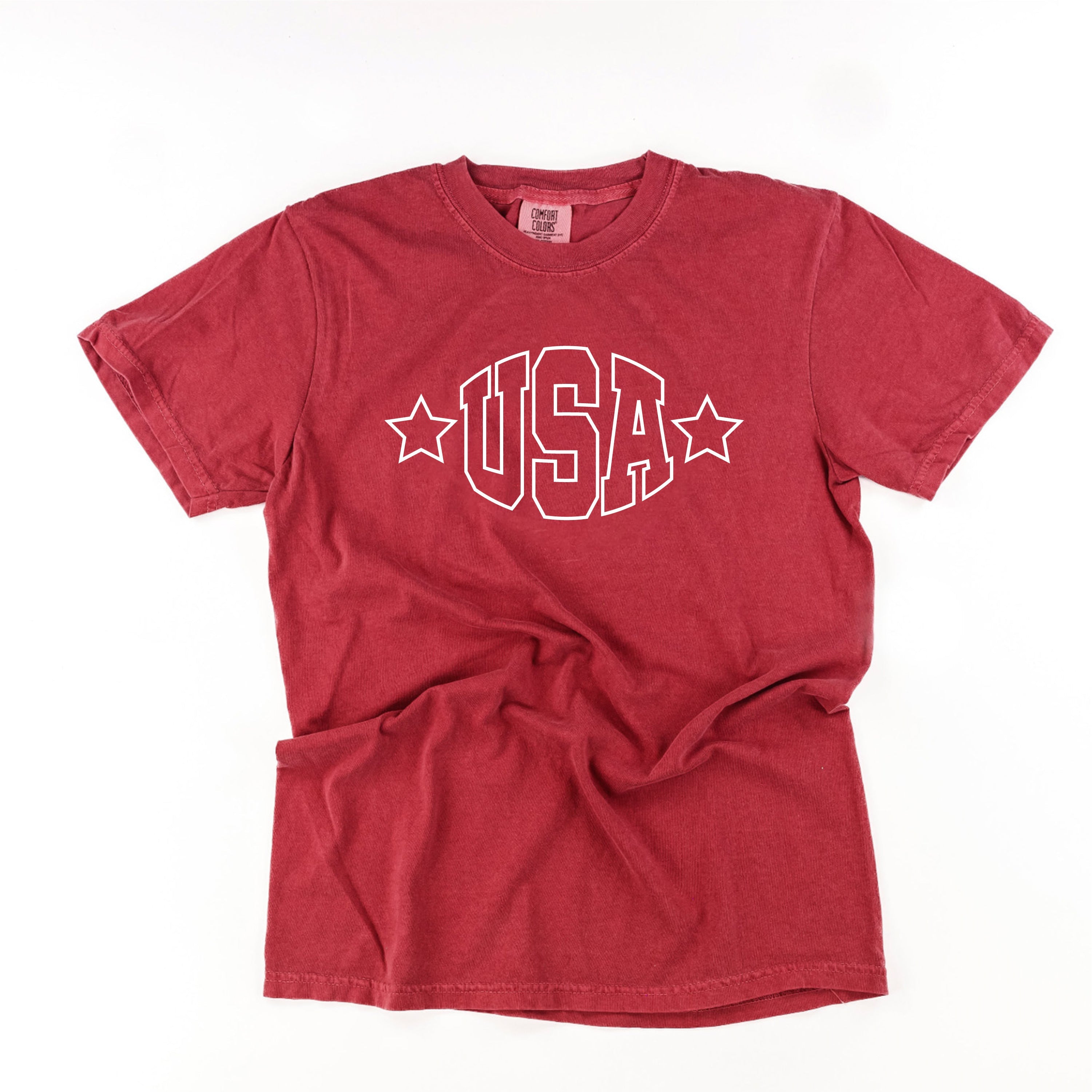 USA - Hollow Font - Comfort Colors Tee Little Mama Shirt Shop