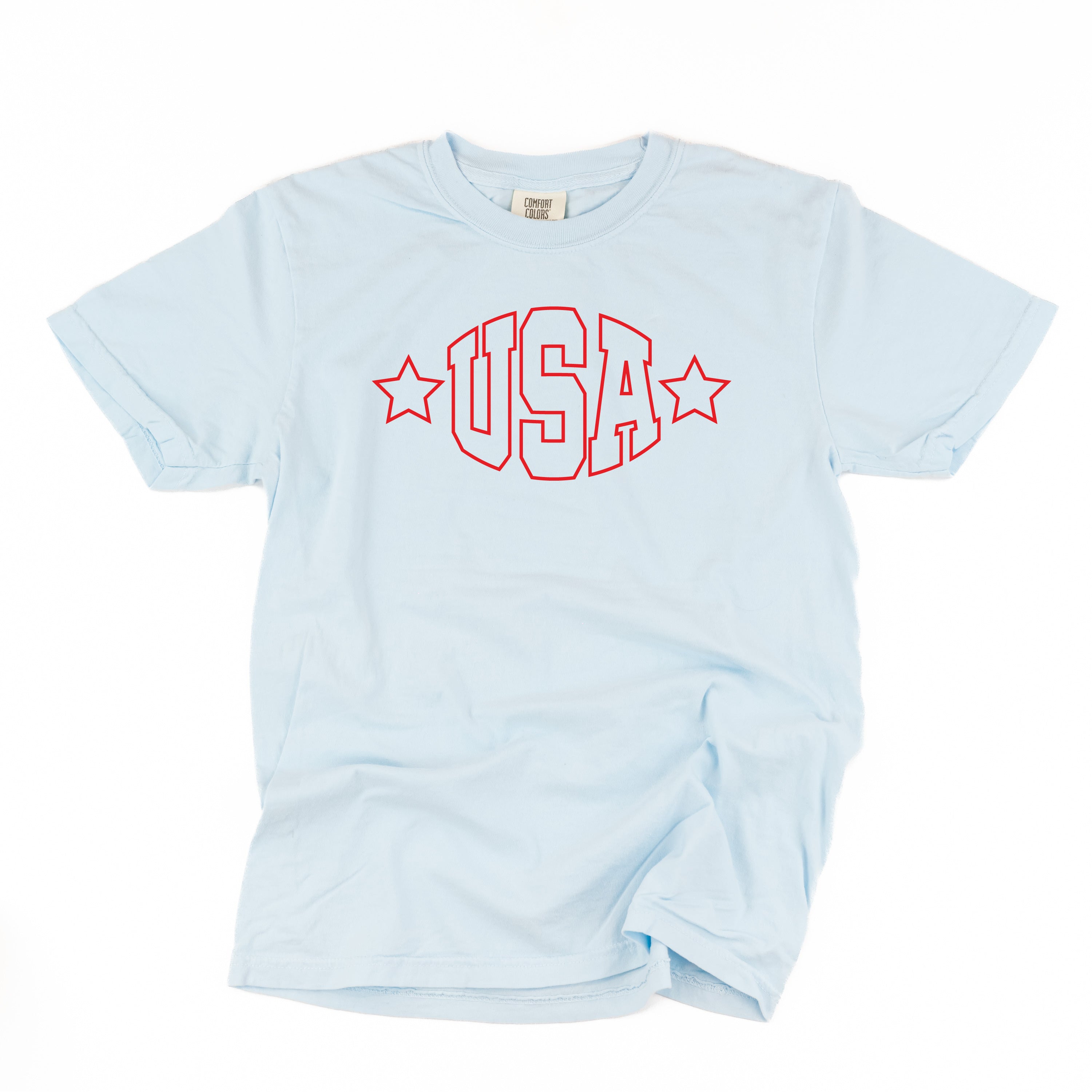 USA - Hollow Font - Comfort Colors Tee Little Mama Shirt Shop