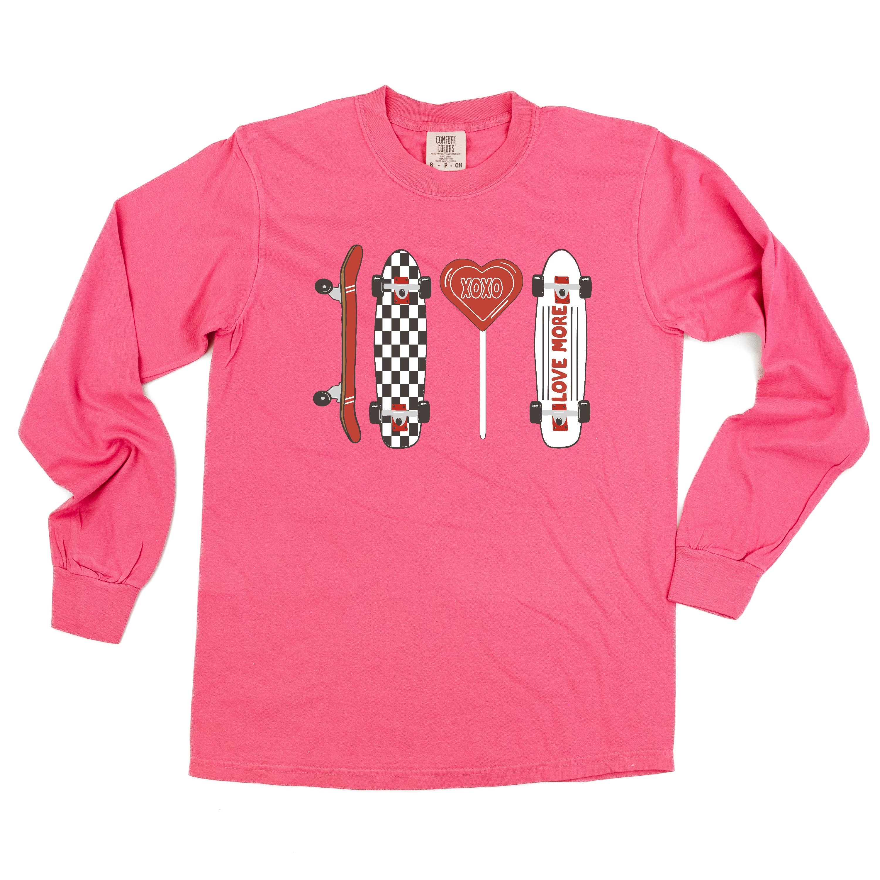 Valentine Skateboard - LONG SLEEVE Comfort Colors Tee Little Mama Shirt Shop