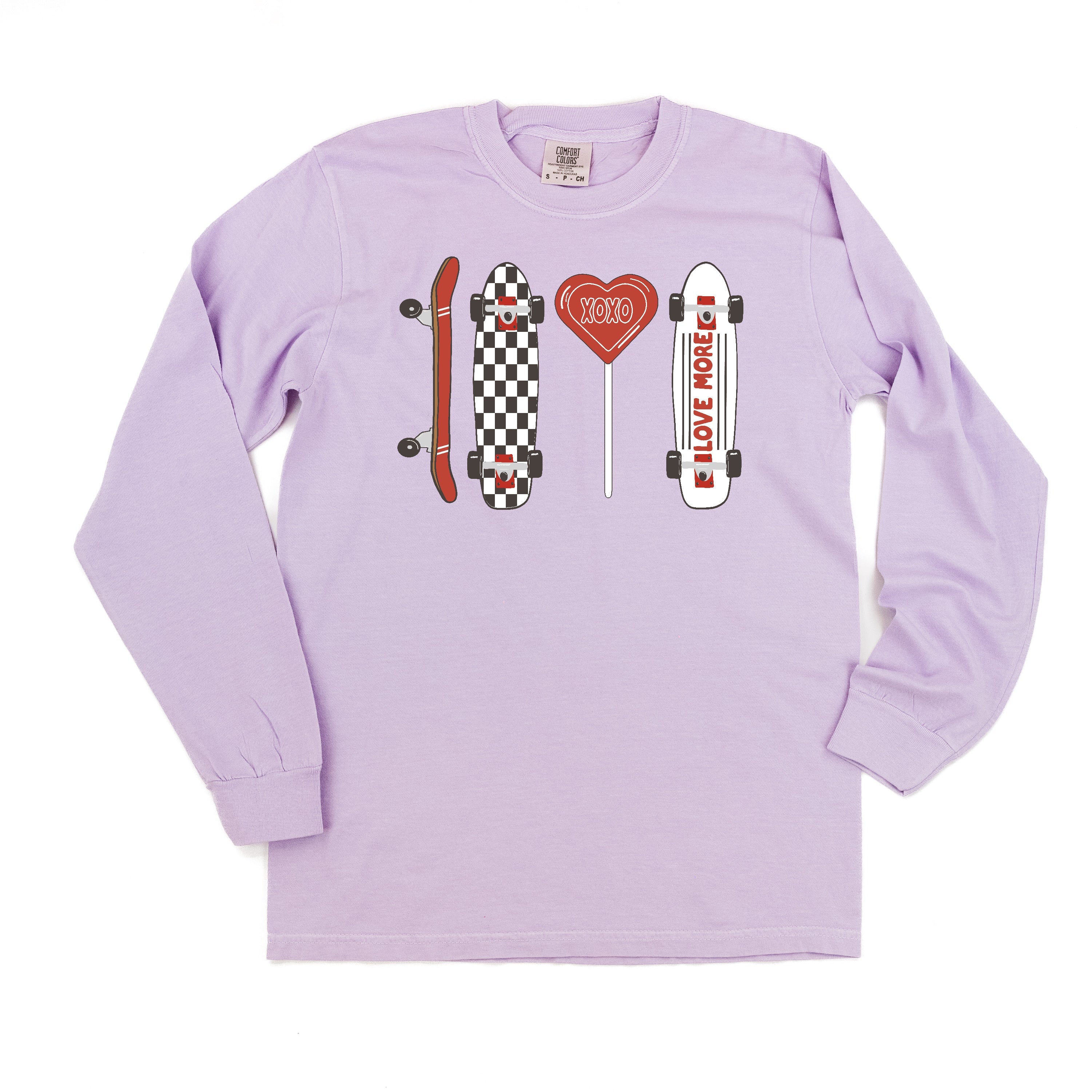 Valentine Skateboard - LONG SLEEVE Comfort Colors Tee Little Mama Shirt Shop