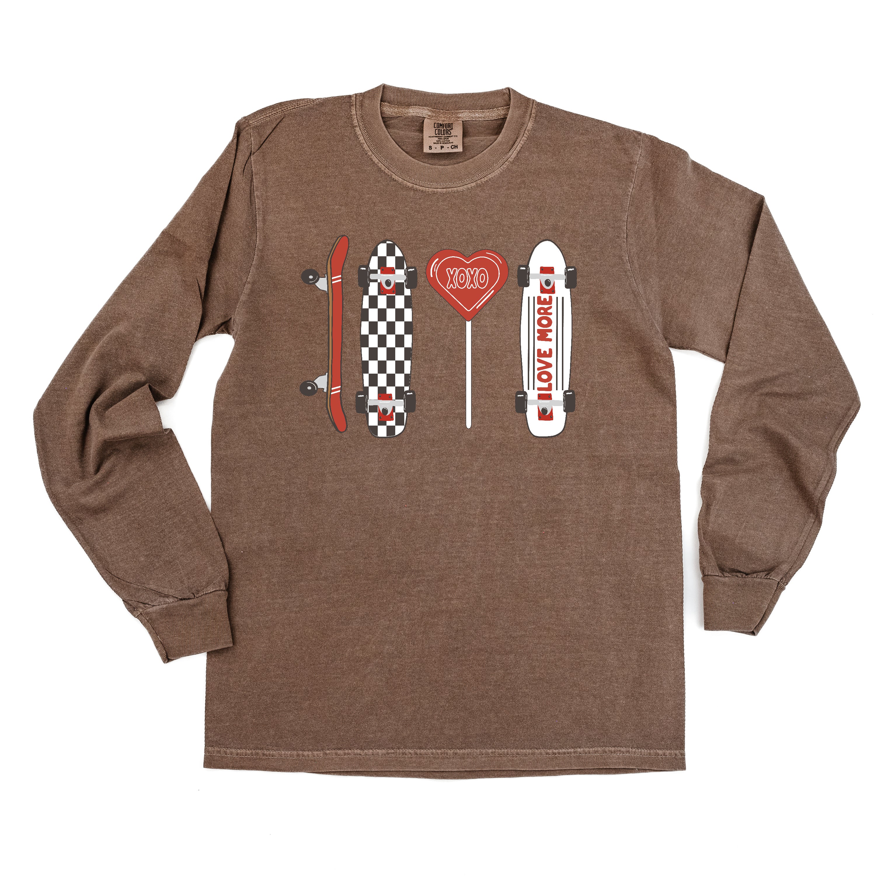 Valentine Skateboard - LONG SLEEVE Comfort Colors Tee Little Mama Shirt Shop