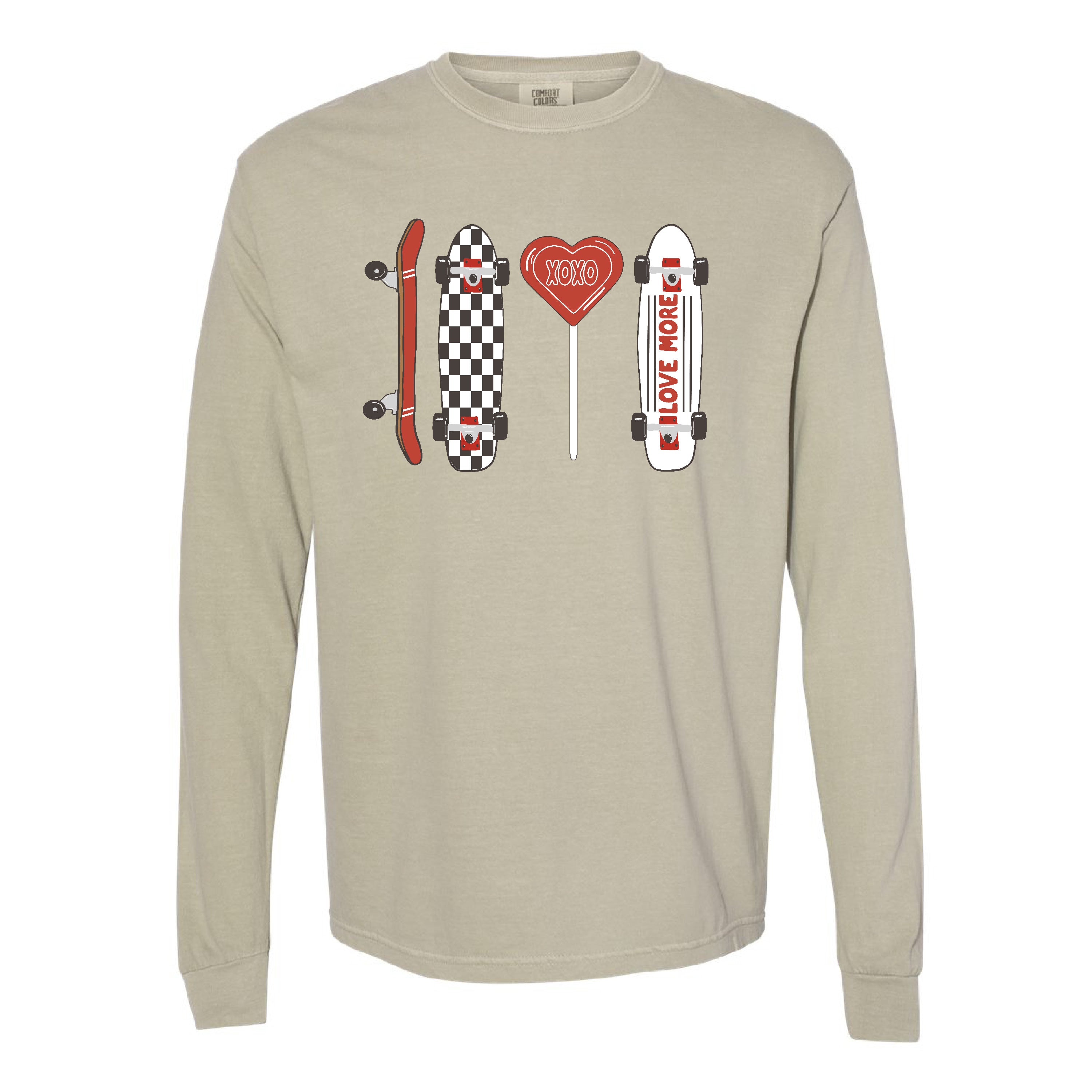 Valentine Skateboard - LONG SLEEVE Comfort Colors Tee Little Mama Shirt Shop
