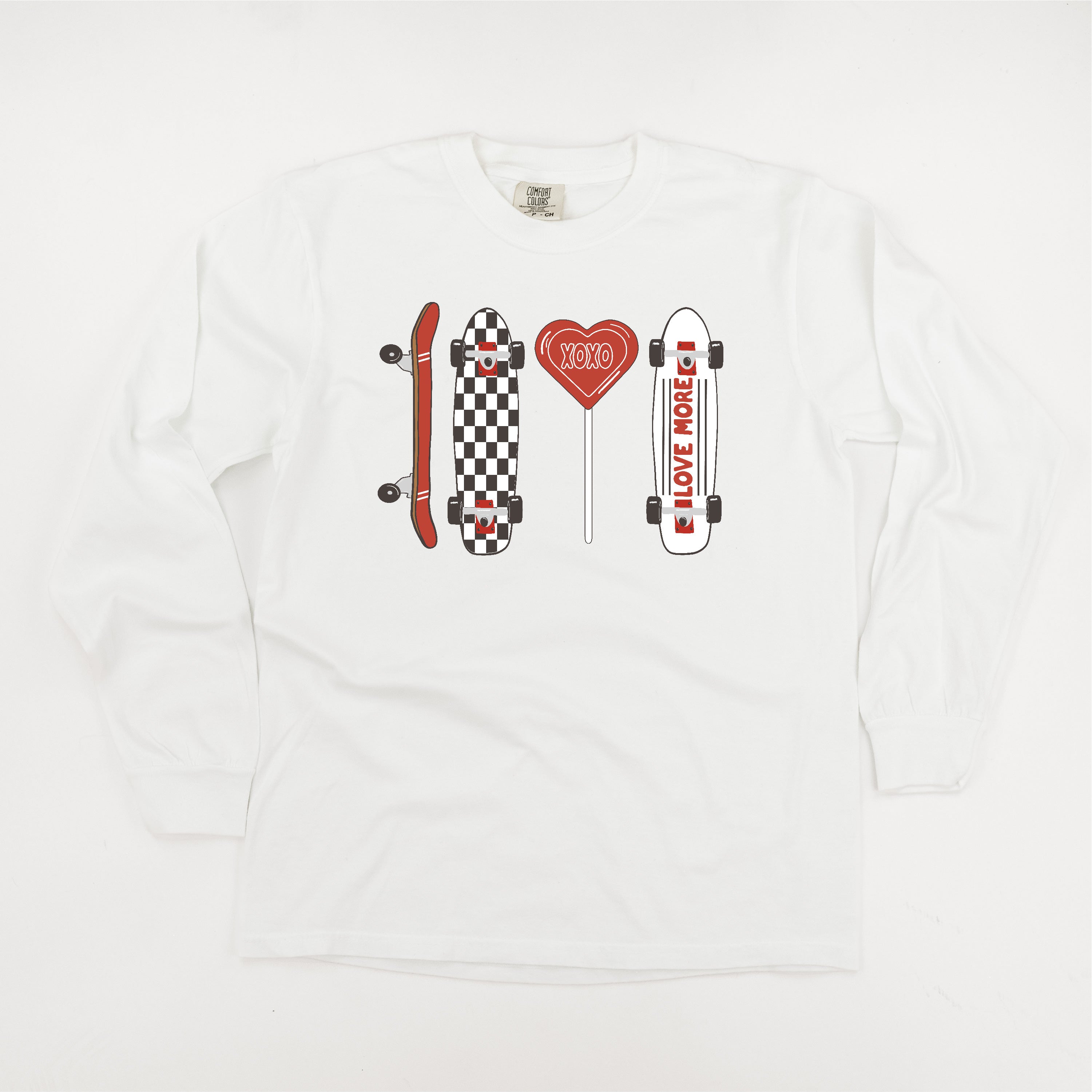 Valentine Skateboard - LONG SLEEVE Comfort Colors Tee Little Mama Shirt Shop