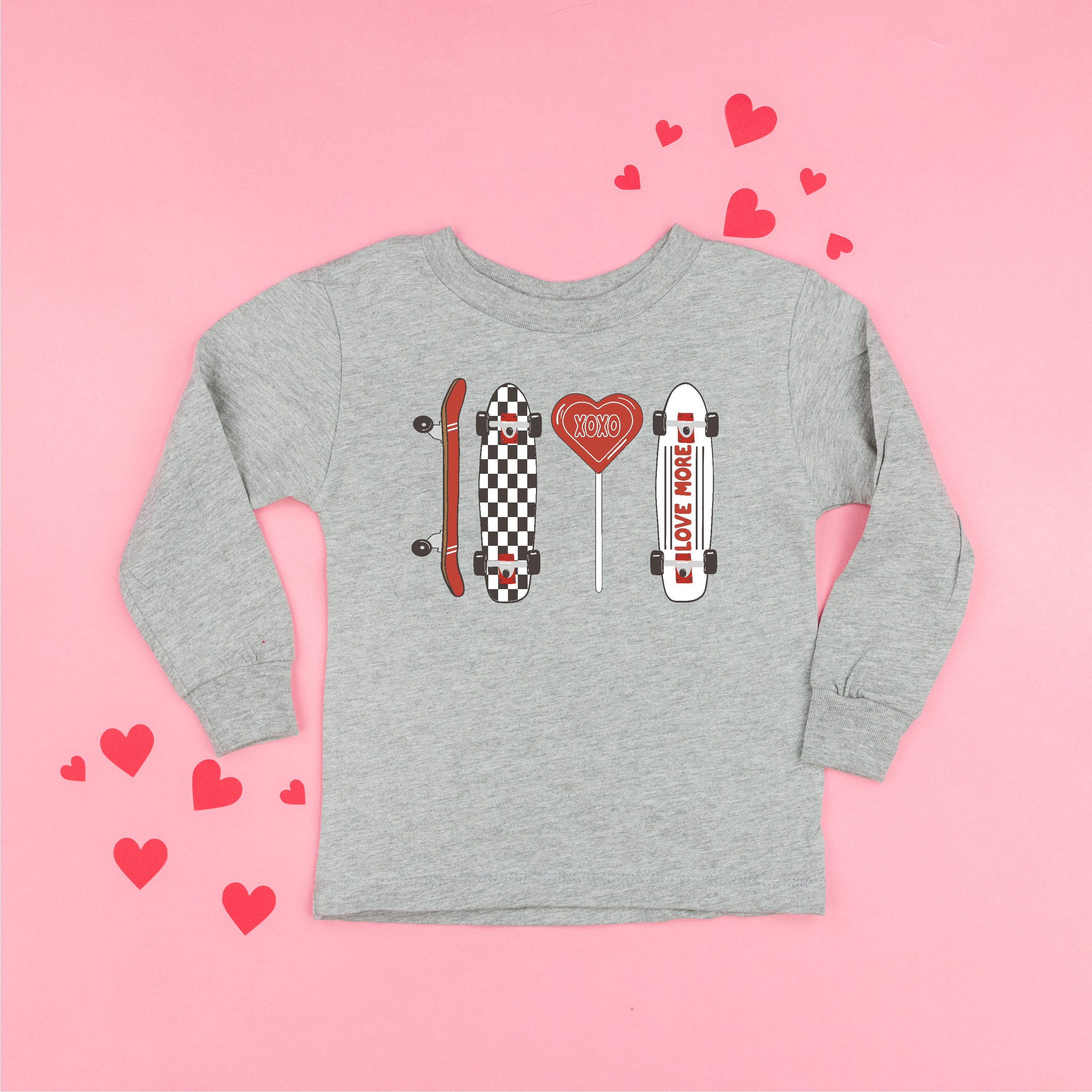 Valentine Skateboard - Child Long Sleeve Tee Little Mama Shirt Shop