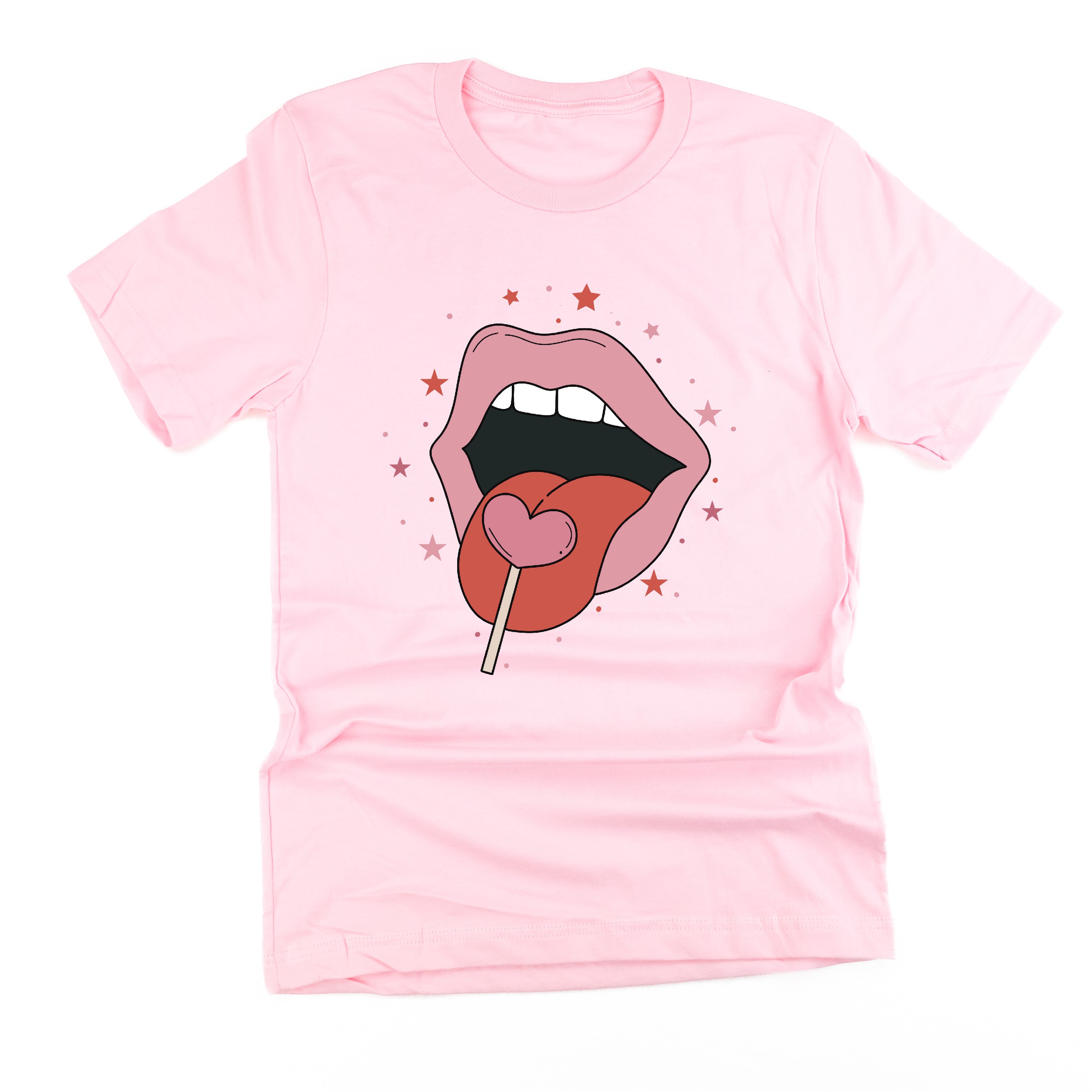 Valentine's Day Lips With Heart Lollipop - Unisex Tee Little Mama Shirt Shop
