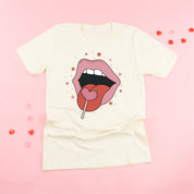 Valentine's Day Lips With Heart Lollipop - Unisex Tee Little Mama Shirt Shop