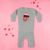 Valentine's Day Lips With Heart Lollipop - Baby Sleeper Little Mama Shirt Shop