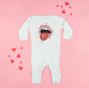 Valentine's Day Lips With Heart Lollipop - Baby Sleeper Little Mama Shirt Shop