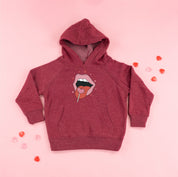 Valentine's Day Lips With Heart Lollipop - Child HOODIE Little Mama Shirt Shop