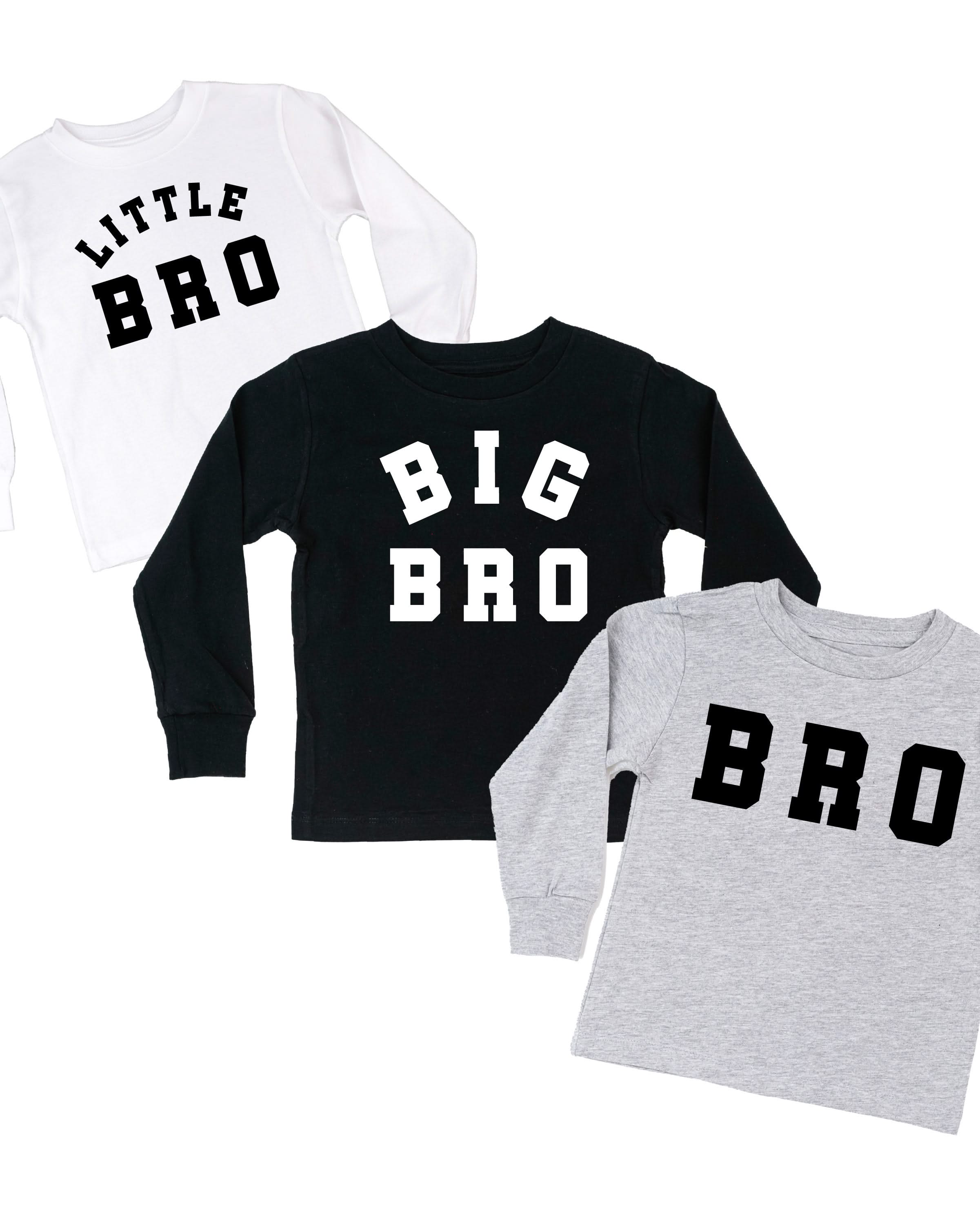 Varsity 'Bro' Sibling Tees - (Choose Your Role) - Child Long Sleeve Tee Little Mama Shirt Shop