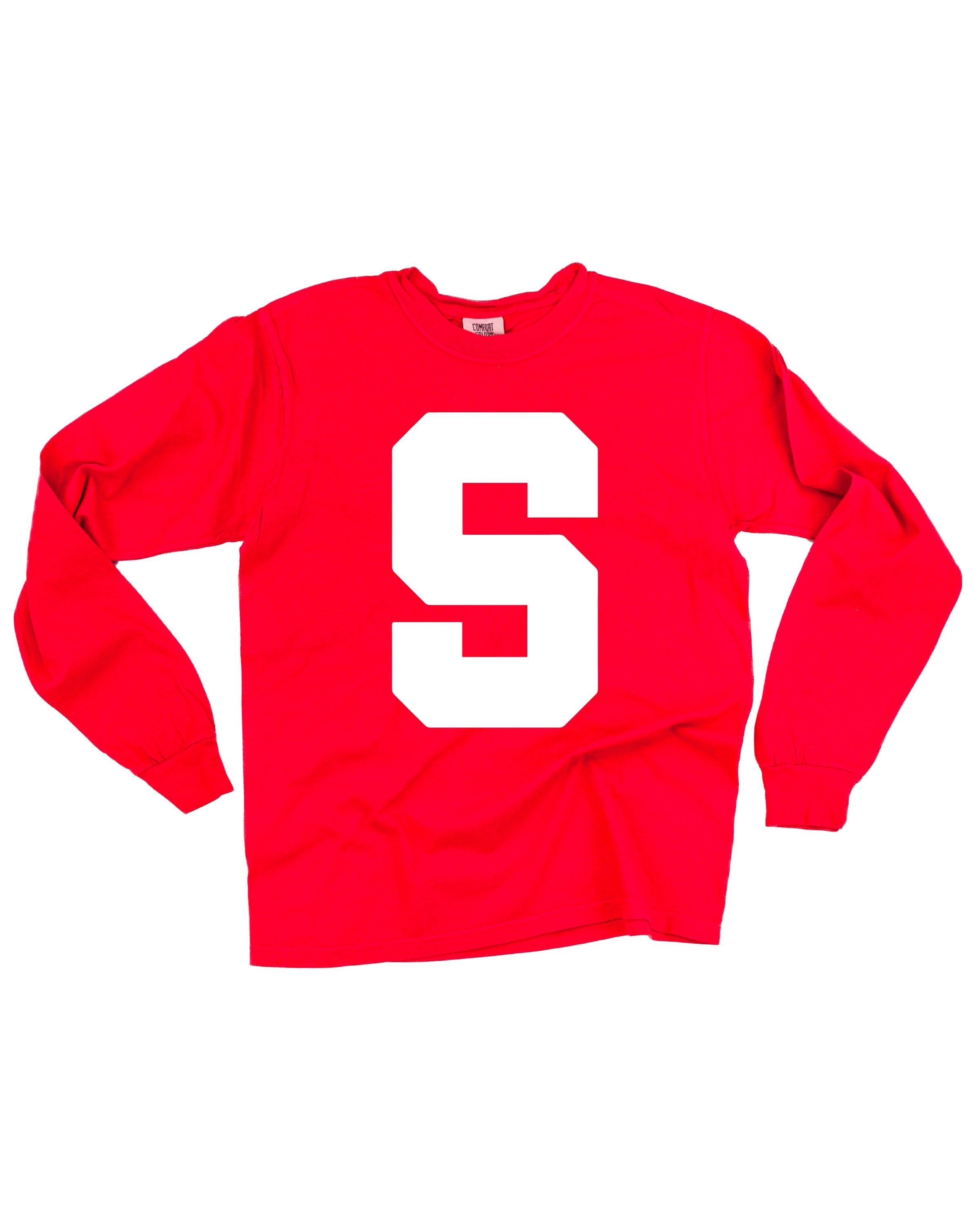 Varsity Initials - LONG SLEEVE Comfort Colors Tee Little Mama Shirt Shop