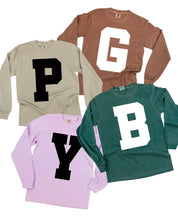 Varsity Initials - LONG SLEEVE Comfort Colors Tee Little Mama Shirt Shop