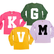 Varsity Initials - LONG SLEEVE Comfort Colors Tee Little Mama Shirt Shop