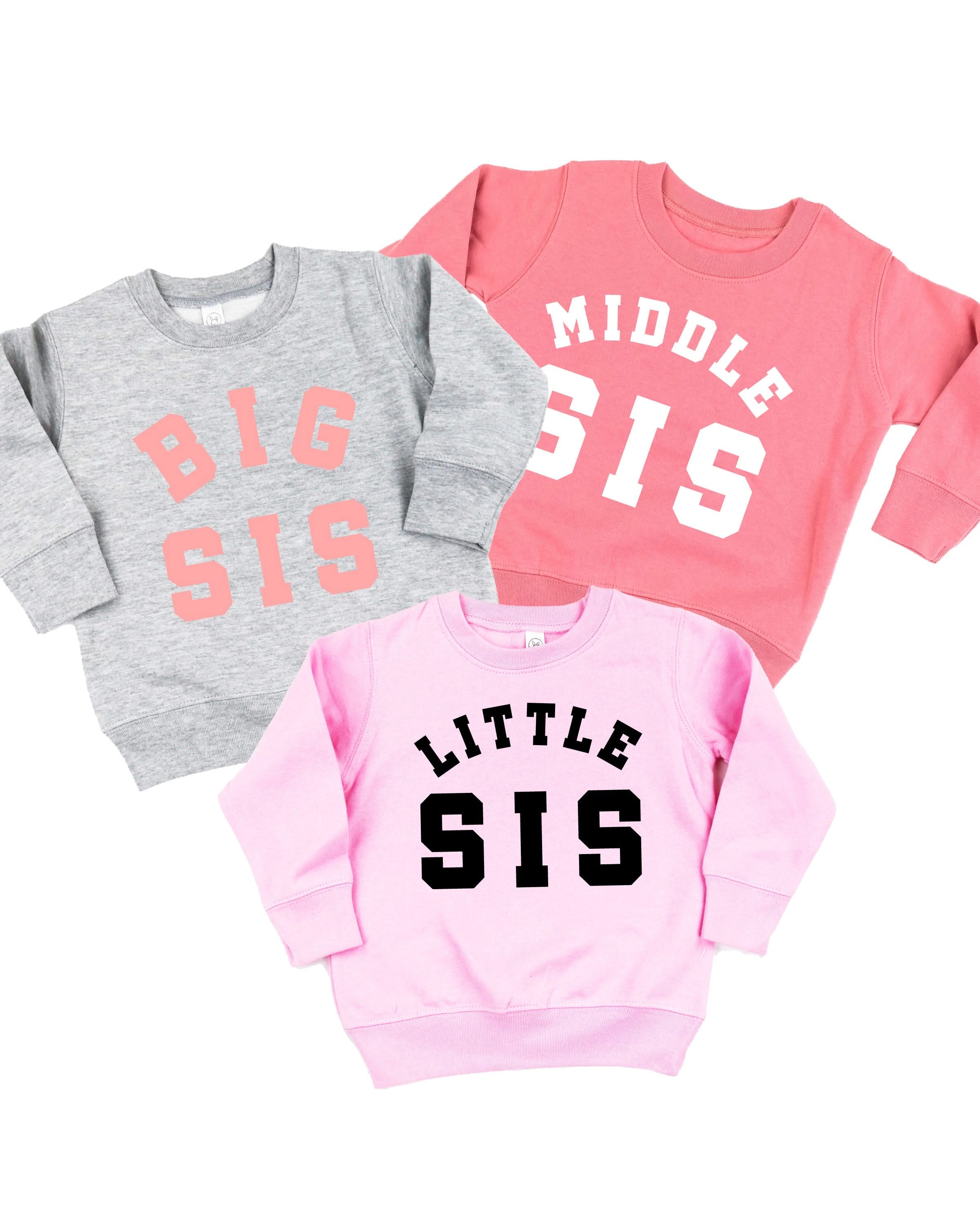 Varsity 'Sis' Sibling Tees - (Choose Your Role) - Child Sweater Little Mama Shirt Shop