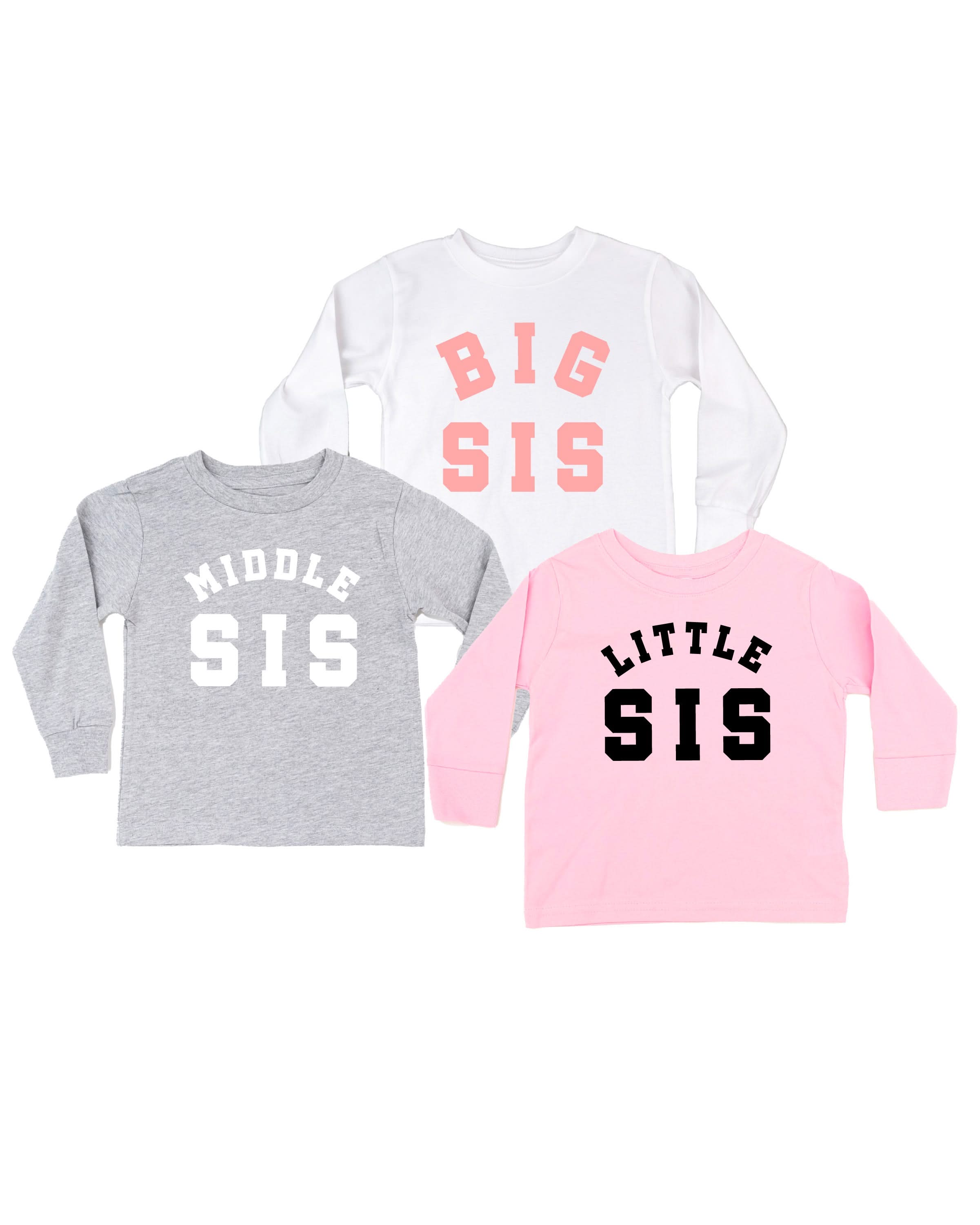 Varsity 'Sis' Sibling Tees - (Choose Your Role) - Child Long Sleeve Tee Little Mama Shirt Shop