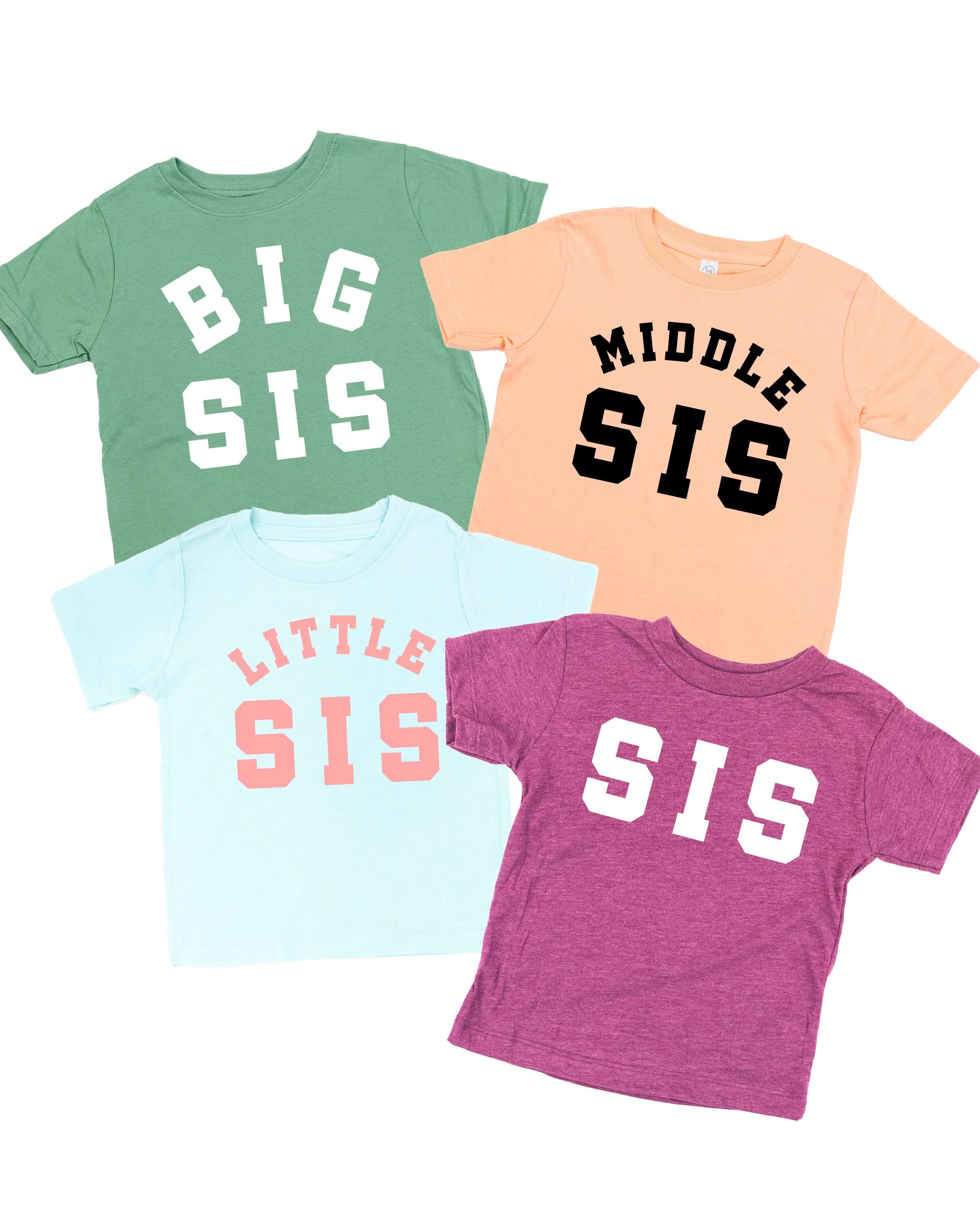 Varsity 'Sis' Sibling Tees - (Choose Your Role) - Child Tee Little Mama Shirt Shop