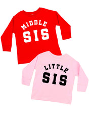 Varsity 'Sis' Sibling Tees - (Choose Your Role) - Child Long Sleeve Tee Little Mama Shirt Shop