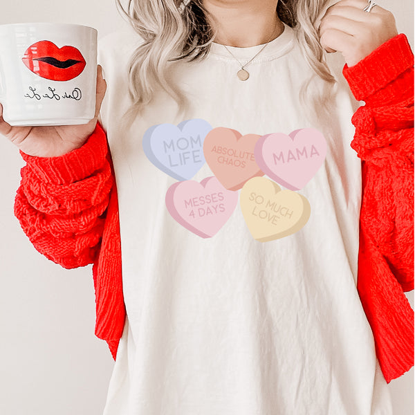 Mom Life - Conversation Hearts - Comfort Colors Tee