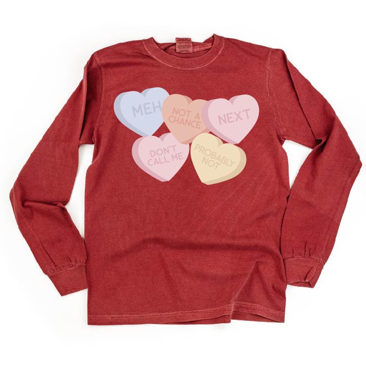 Meh - Conversation Hearts - LONG SLEEVE Comfort Colors Tee