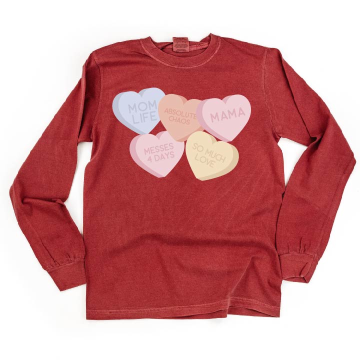 Mom Life - Conversation Hearts - LONG SLEEVE Comfort Colors Tee