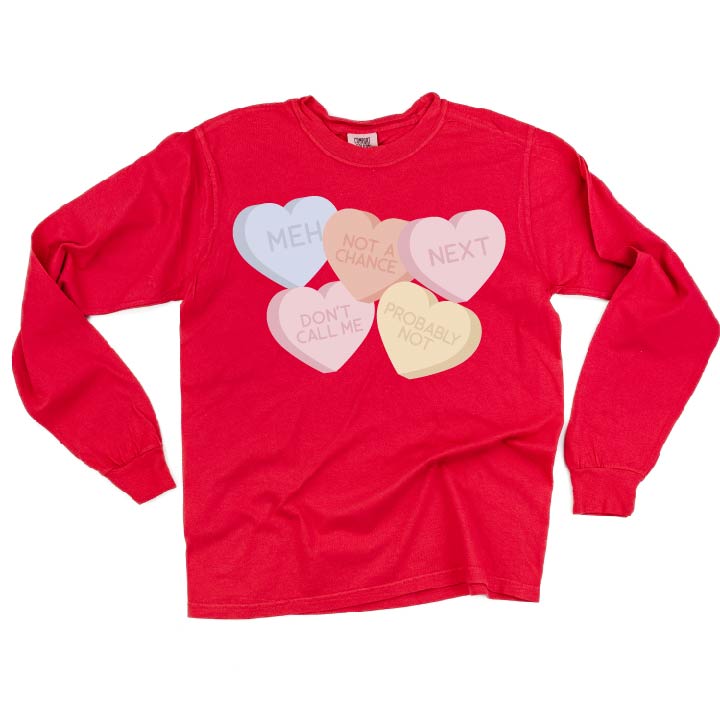 Meh - Conversation Hearts - LONG SLEEVE Comfort Colors Tee