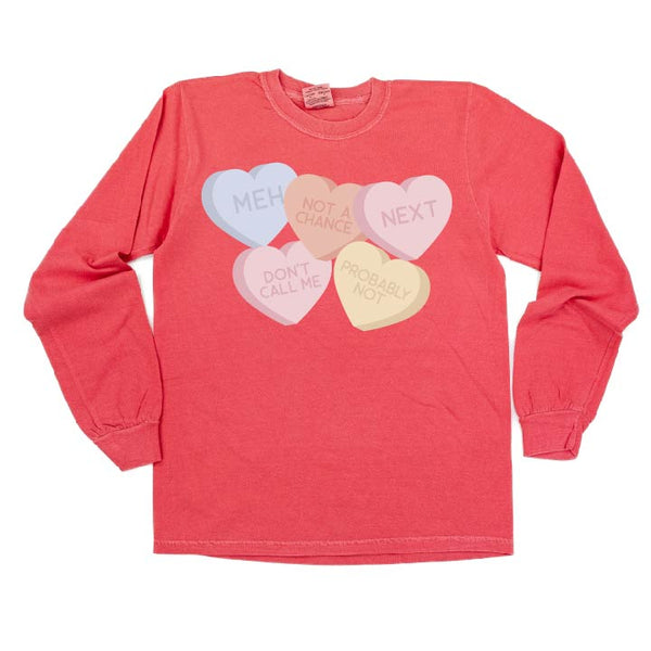 Meh - Conversation Hearts - LONG SLEEVE Comfort Colors Tee