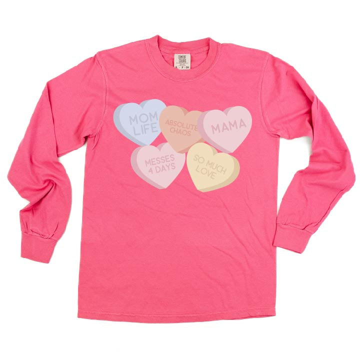 Mom Life - Conversation Hearts - LONG SLEEVE Comfort Colors Tee