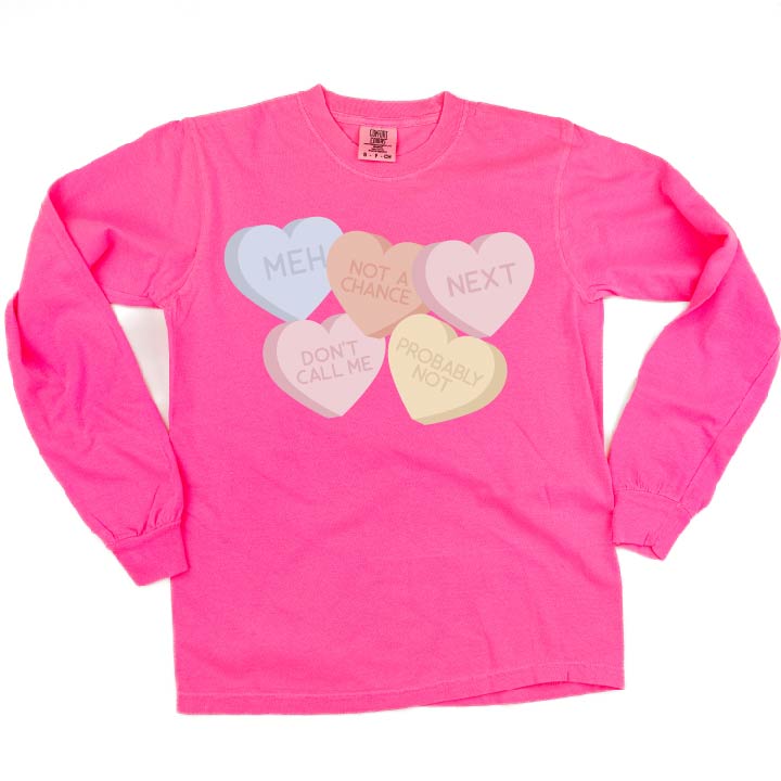 Meh - Conversation Hearts - LONG SLEEVE Comfort Colors Tee